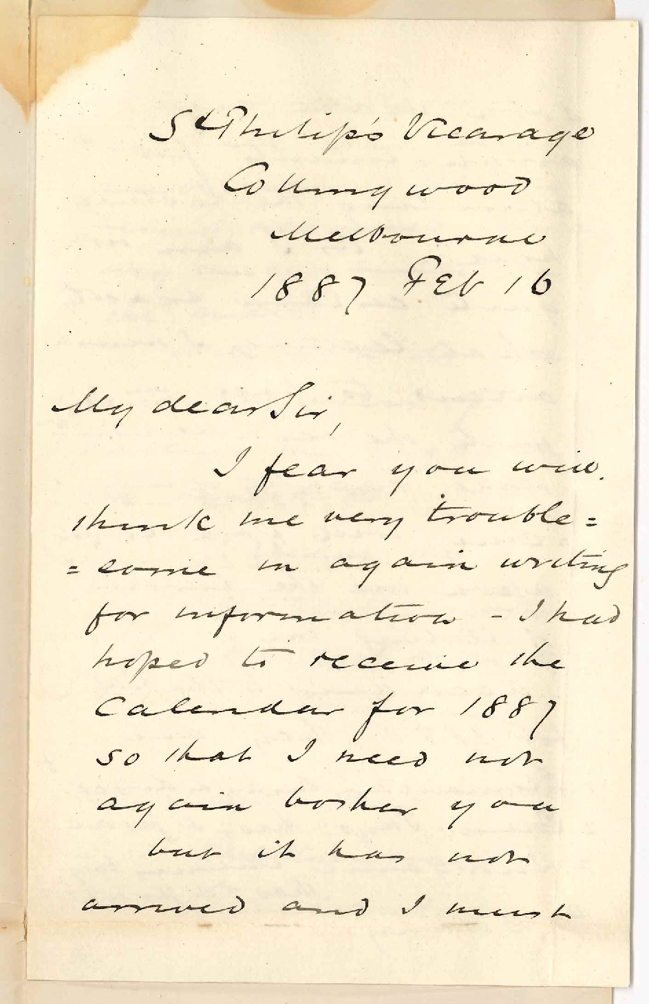 Reverend Walter W Mantell - Collingwood Melbourne  - Information Concerning the Medical Course