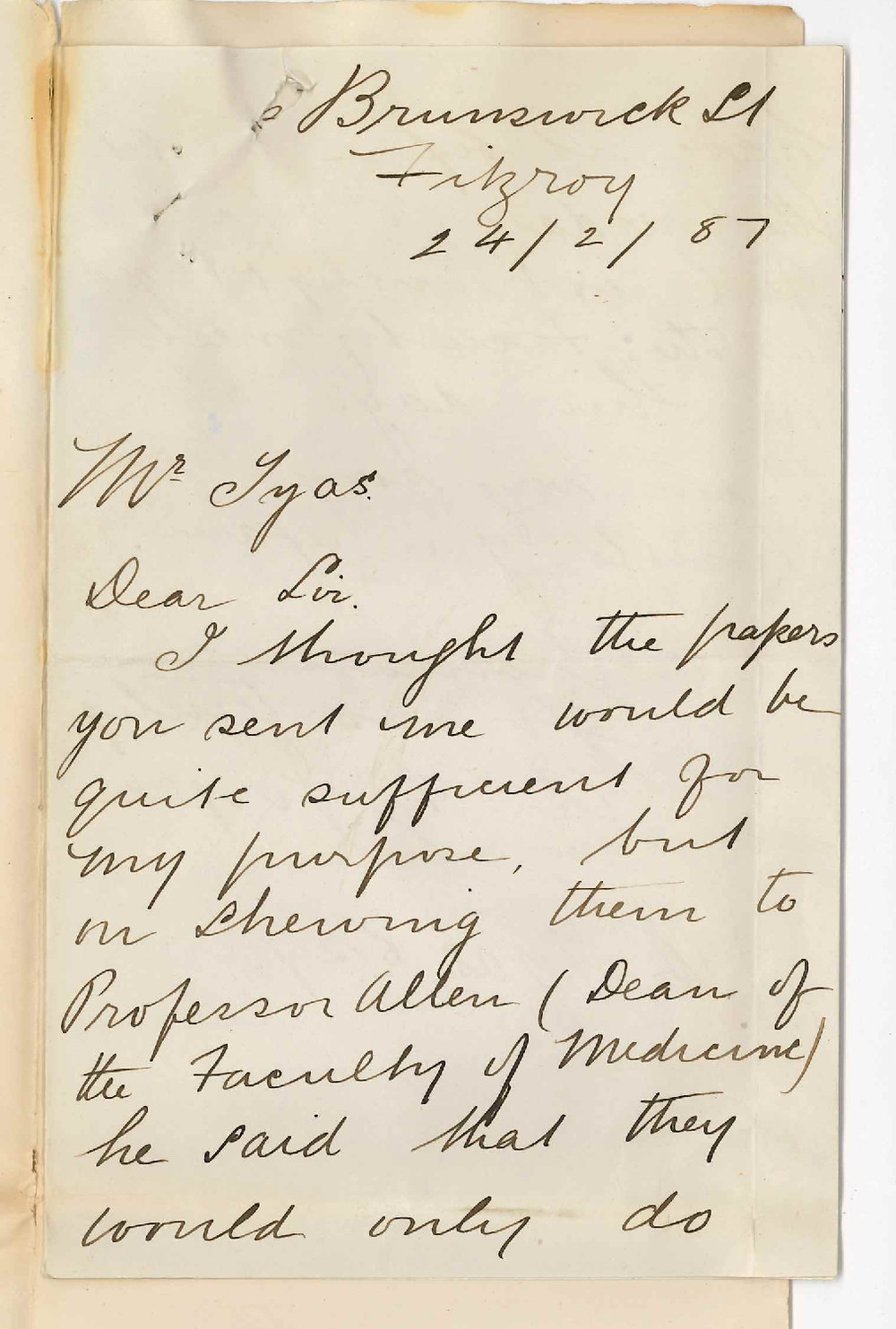 A F Joyce - Fitzroy Victoria - Certificates for Courses of Lectures