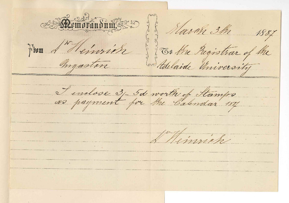 W Heinrich - Angaston - Payment for Calendar