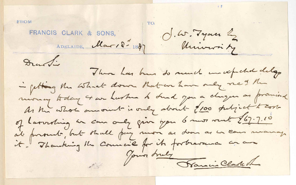 Francis Clark and Sons - Adelaide - Concerning Payment of Rent