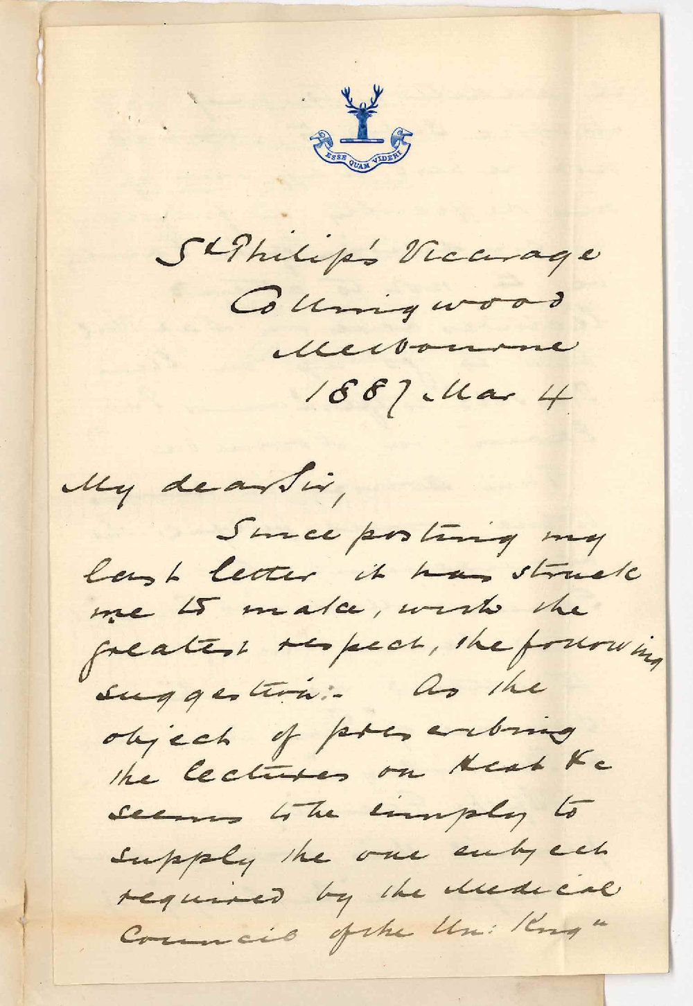 Reverend Walter W Mantell - Collingwood Melbourne - Concerning the MB Course