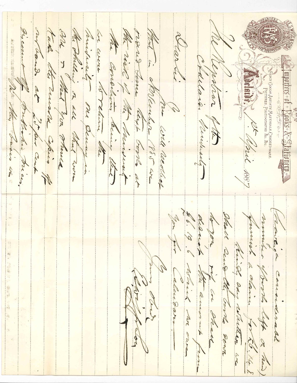 E S Wigg and Son - Rundle Street Adelaide - Concerning Textbooks Not Sold and Chargeable to the University