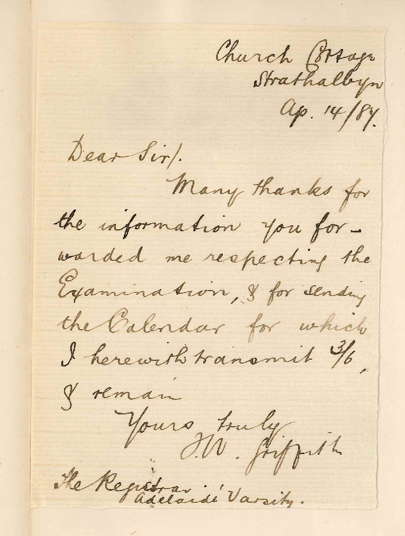 J W Griffiths - Strathalbyn - Payment for Calendar