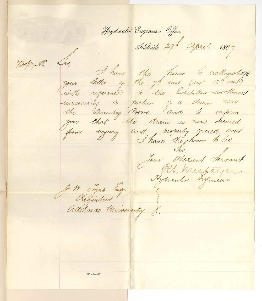 Richard Liron Mestayer - Hydraulic Engineer - Adelaide - Exhibition Workmen and the University Drains