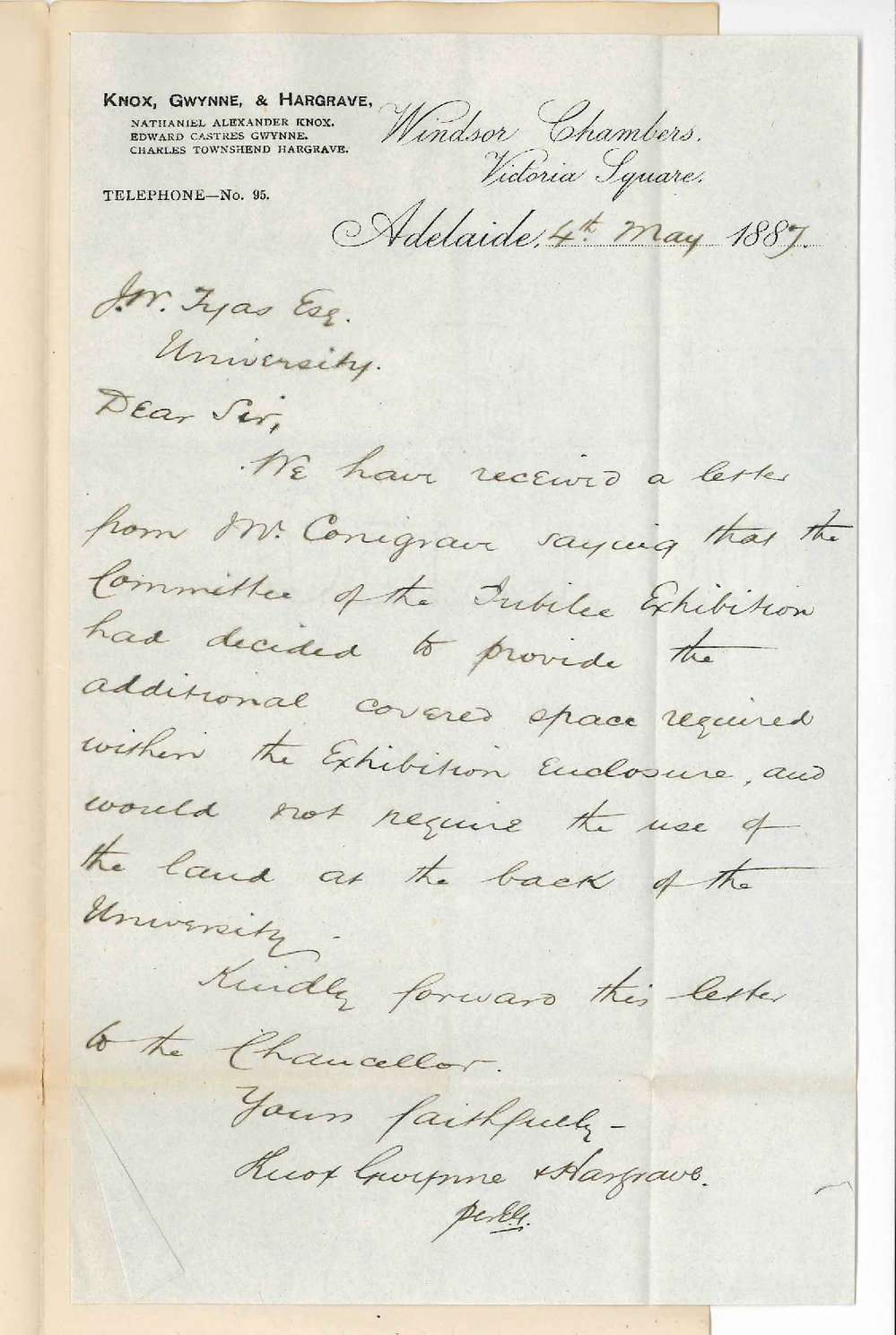 Messrs Knox Gwynne and Hargrave - Victoria Square Adelaide - Exhibition Promoters and the University Land