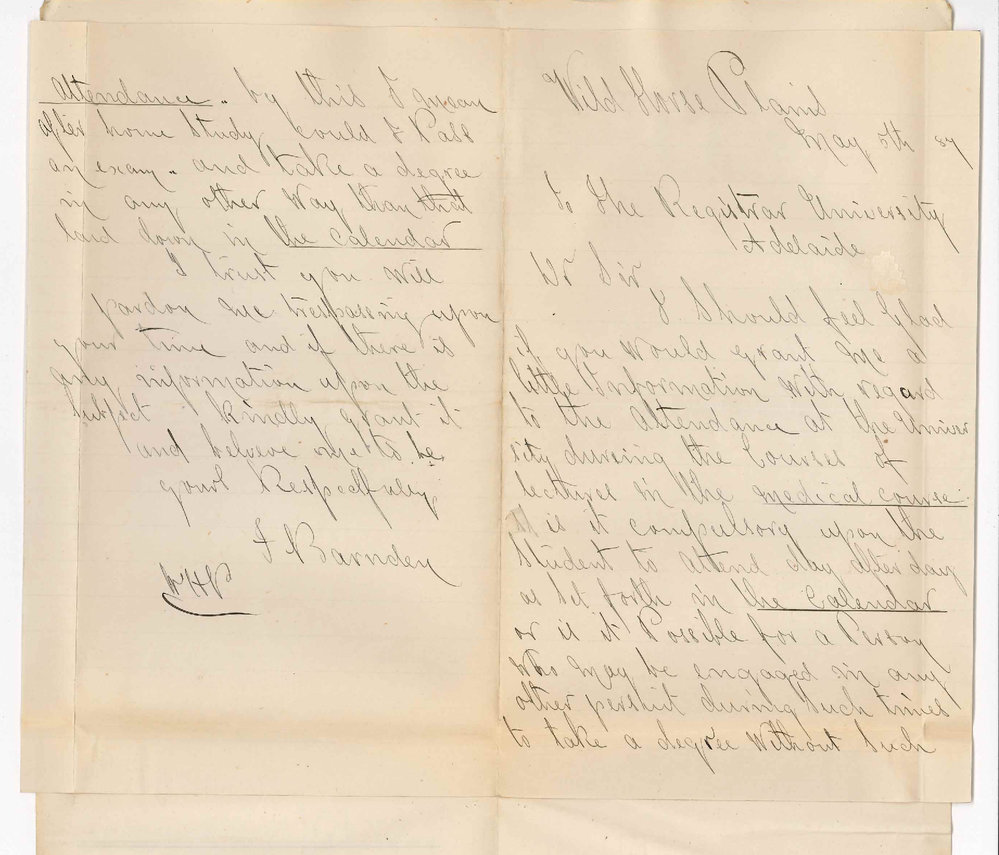 J Barnden - Wild Horse Plains - Information Concerning the Medical School