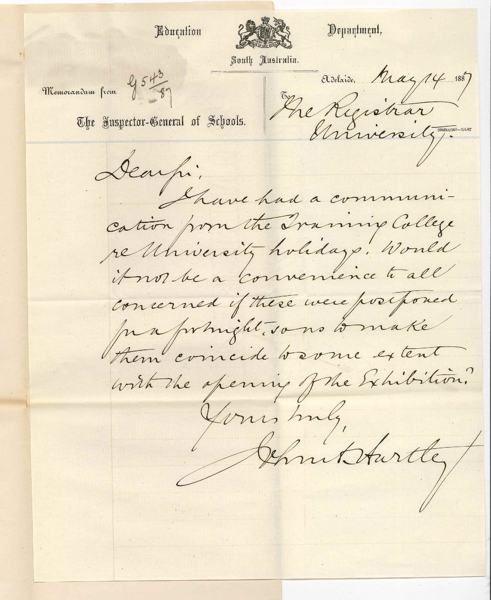 John Anderson Hartley - Education Department of South Australia - General Post Office [GPO] - Postponement of the End of First Term