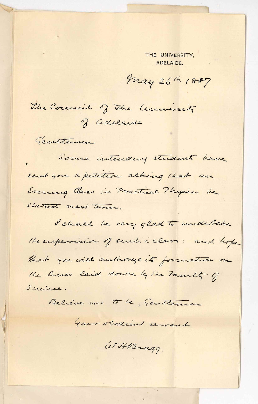 Professor William Henry Bragg - The University - Evening Class in Practical Physics