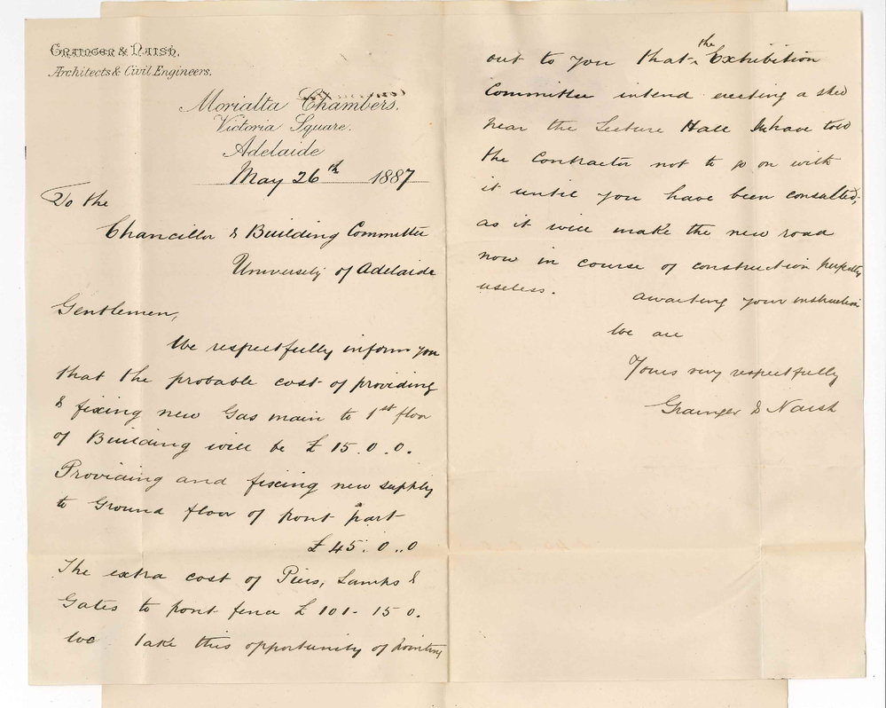 Grainger and Naish - Victoria Square Adelaide - Estimate for Alteration to Gas Fittings - Additional Pair of Gates in Front Fence