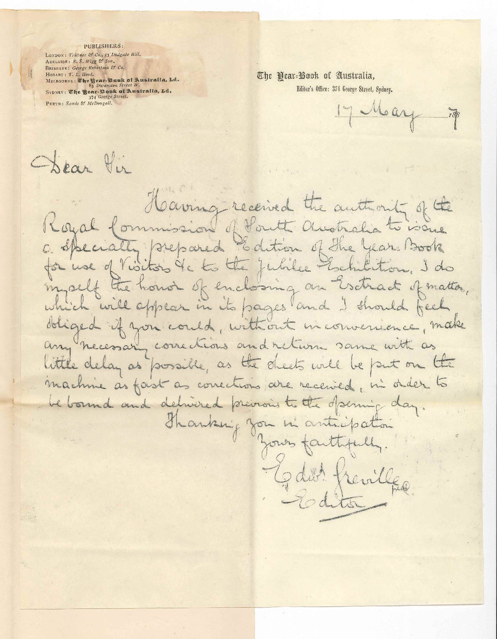 Edward Greville - Editor - The Year Book of Australia - Sydney - Particulars Concerning University for the Year Book of Australia