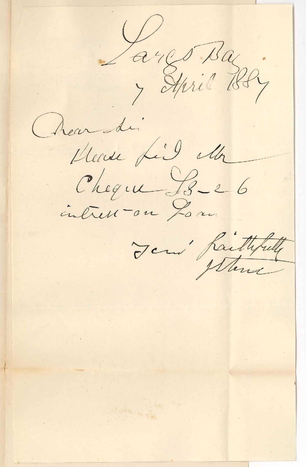 Joseph Stone - Largs Bay - Payment of Quarter's Interest