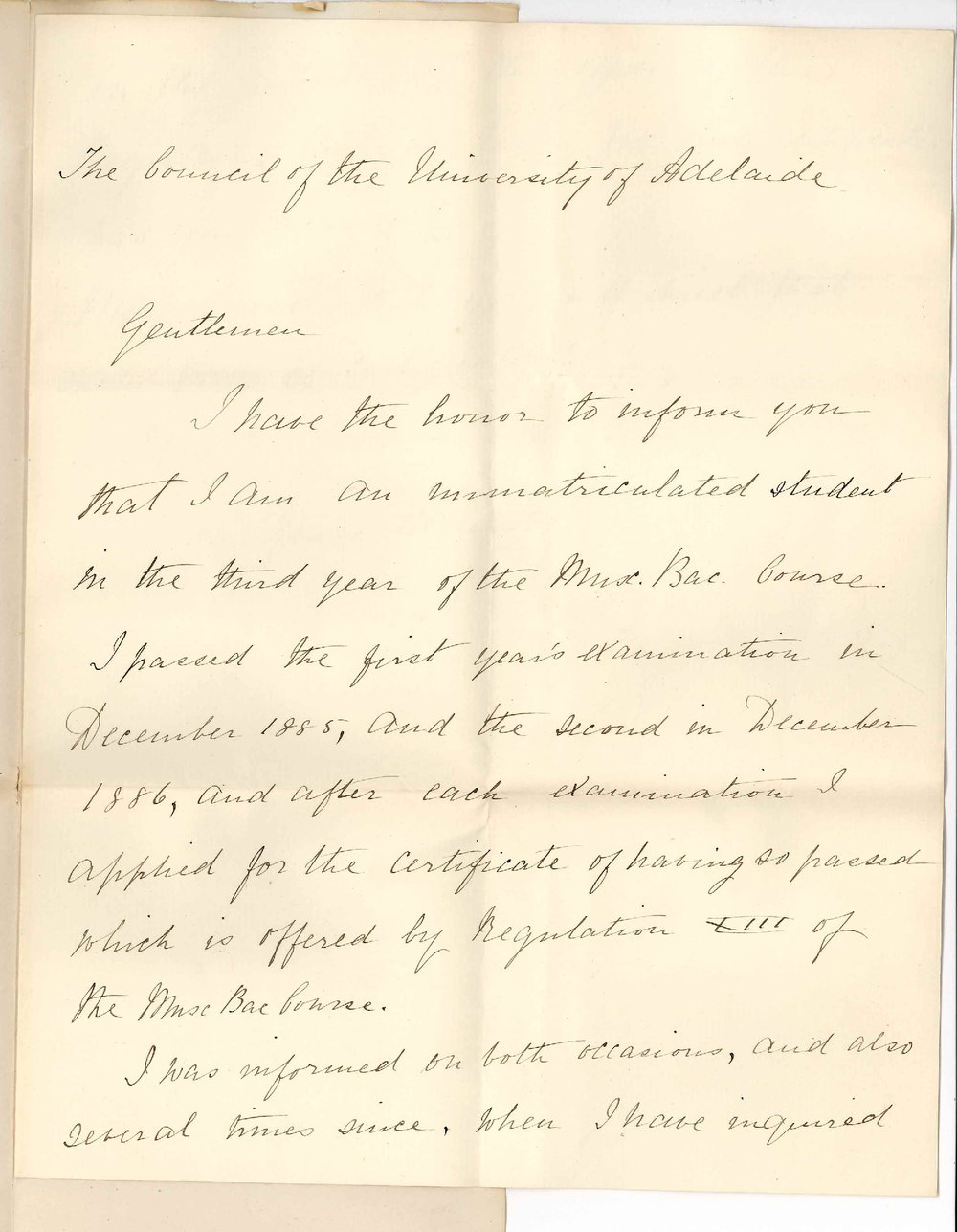 Miss Sarah Kay Adelaide - Certificate for Music Bachelor Examinations