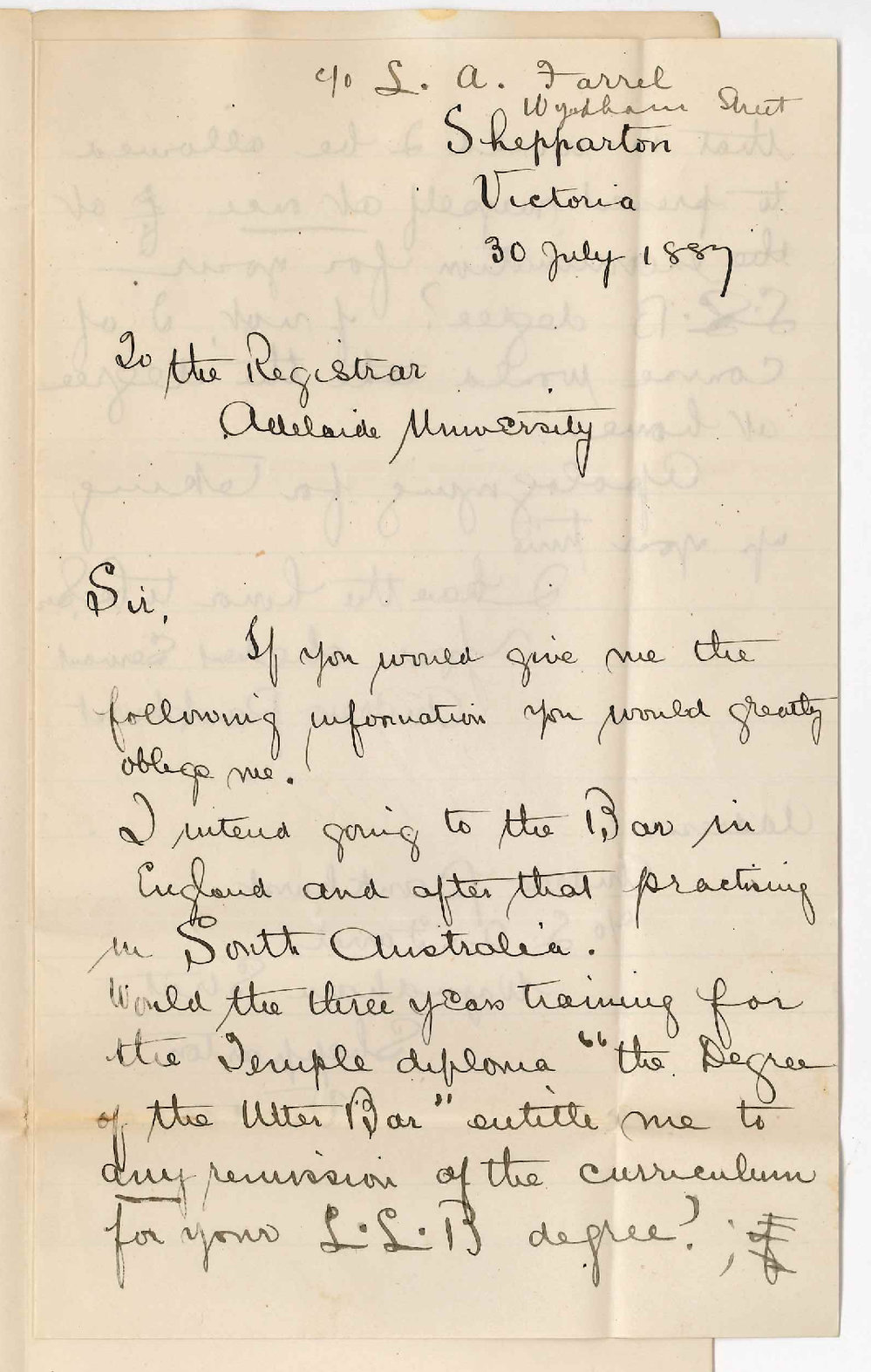 Andrew Parkhurst - Shepparton Victoria - Concerning the LLB degree