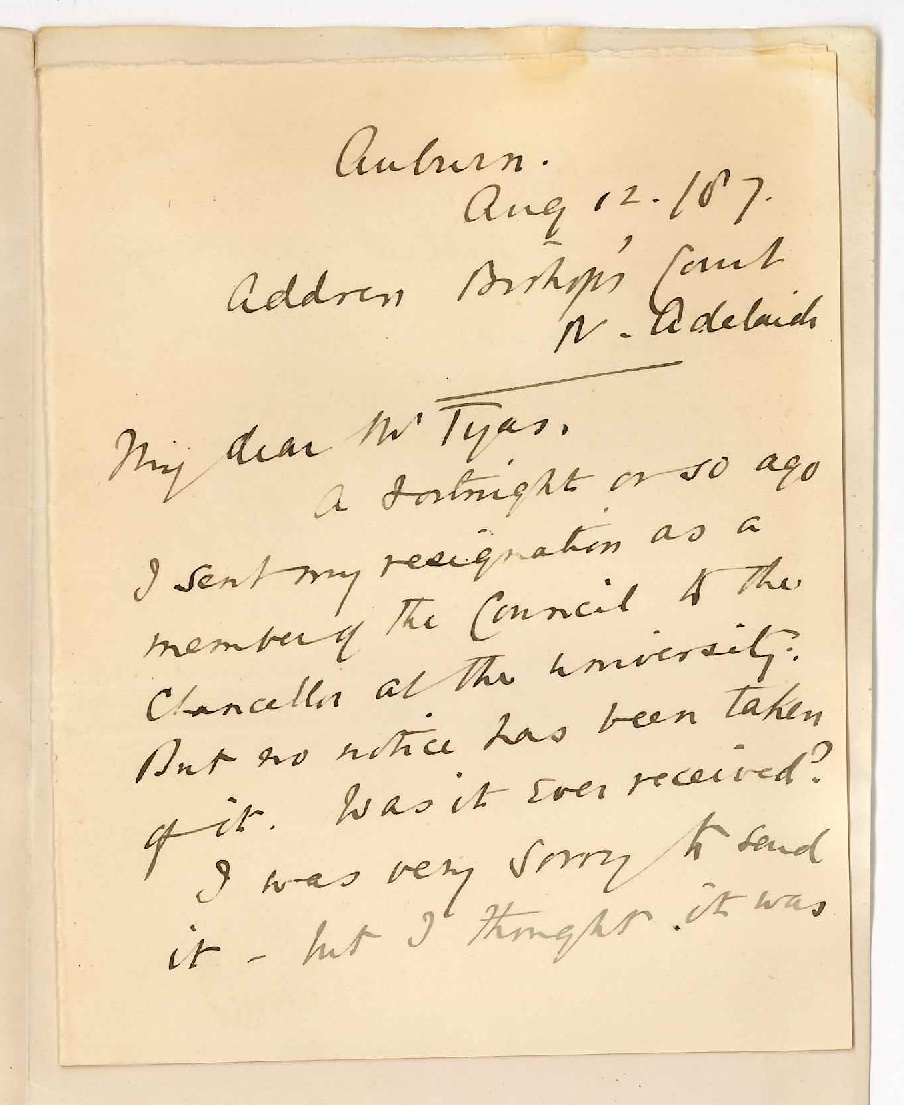 The Bishop of Adelaide - Auburn - Resignation as a Member of Council