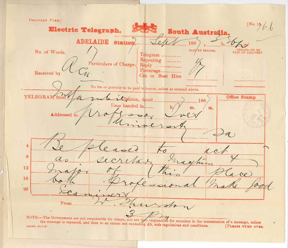 W Thurston - Mount Gambier - Honorary Secretary Local Examinations in Music