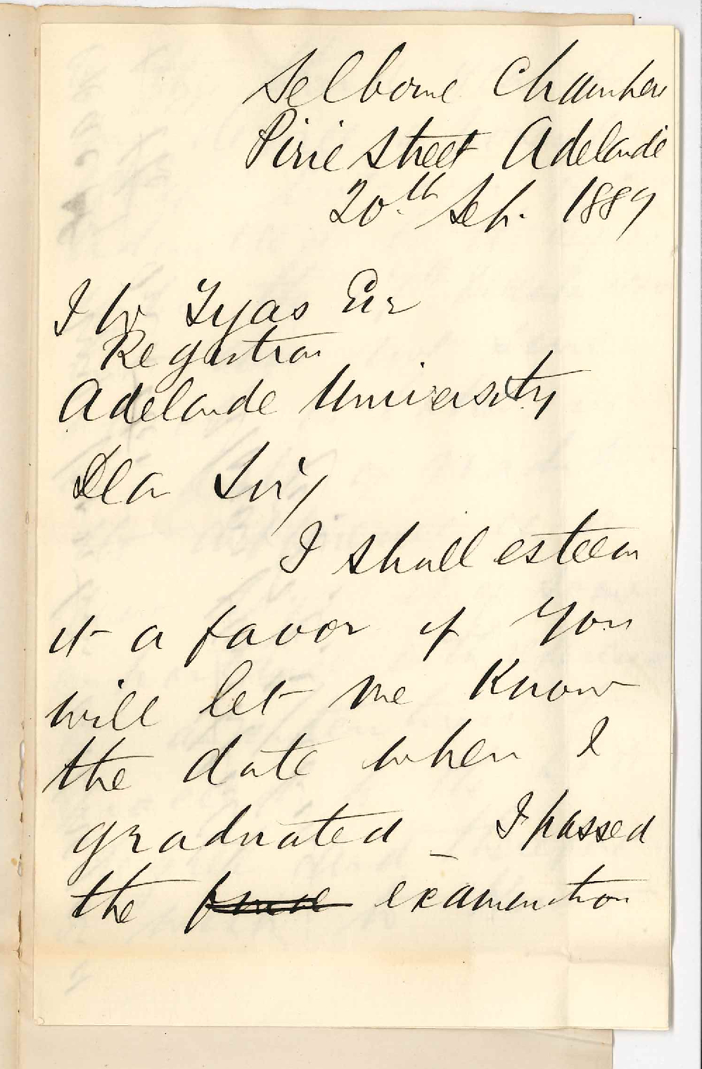 Clement Egbert Eppes Sabine - Pirie Street Adelaide - Date of Graduation LLB Degree