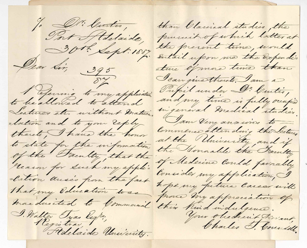 Charles Counsell - Port Adelaide - Concerning the Medical Course