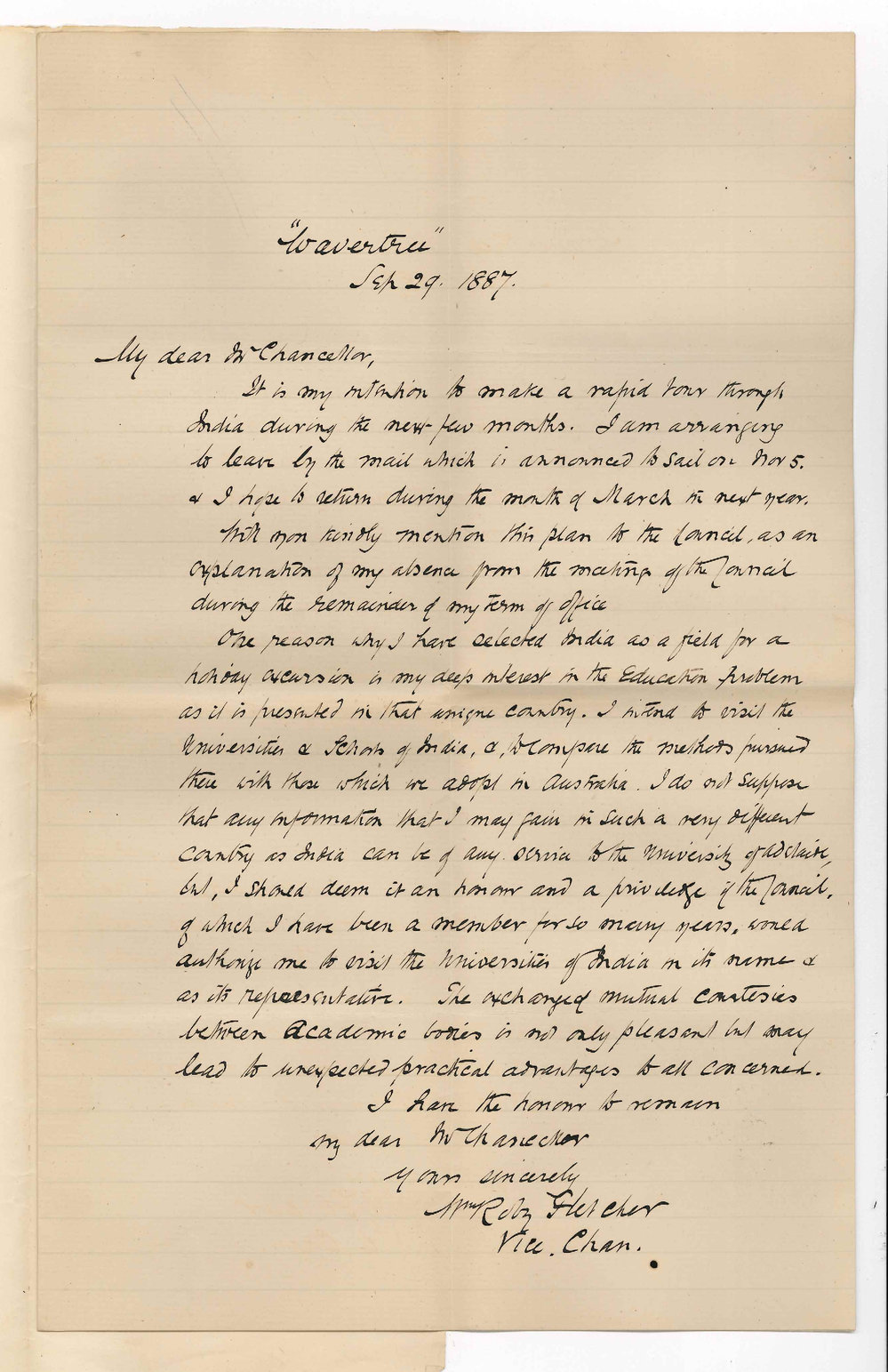 Reverend William Roby Fletcher - Kent Town - Official Representation of University in India