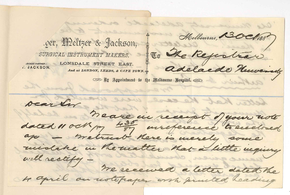 Mayer Meltzer and Jackson - Melbourne - Purchase of Surgical Instruments by Students