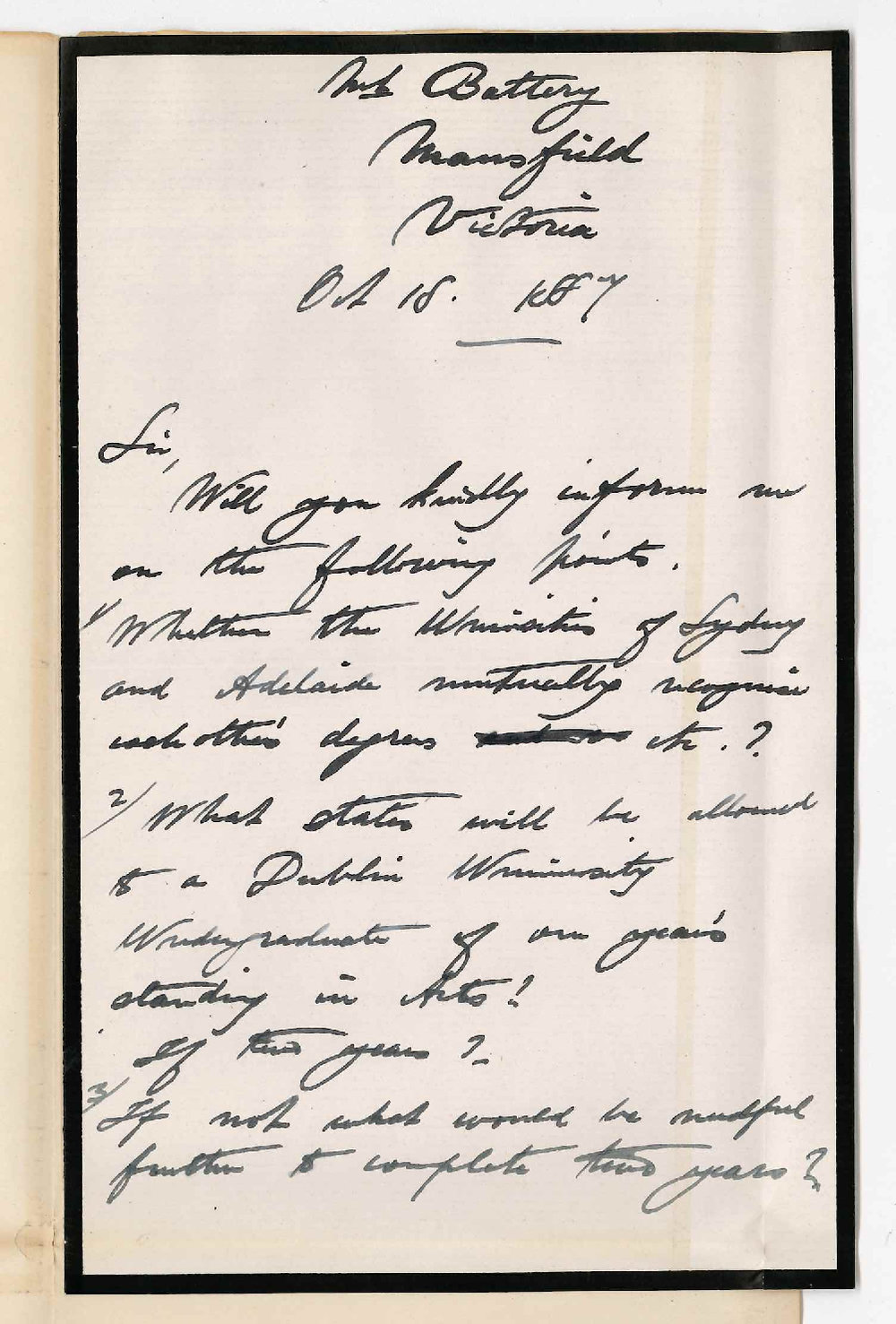 J Alfred Johnstone - Mansfield Victoria - Concerning Arts Course