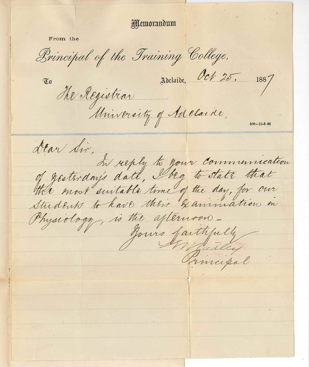 Lewis George Madley - Principal of the Training College - Examination in Physiology