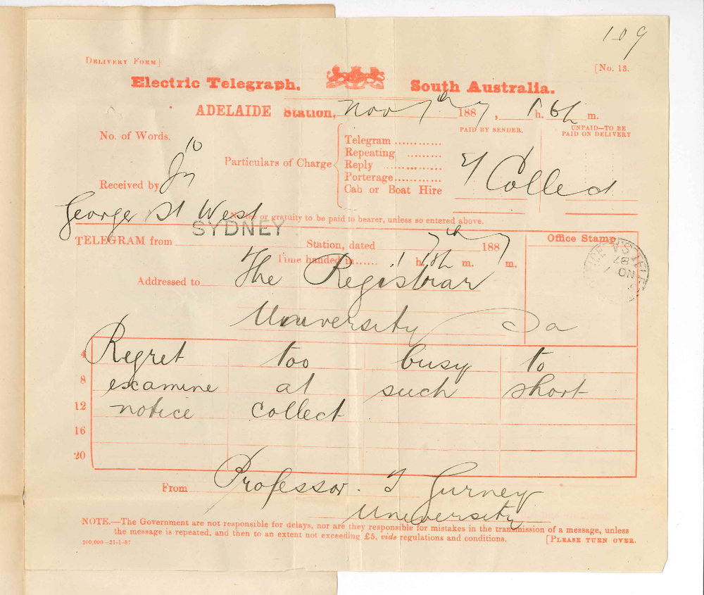 Professor Theodore Thomas Gurney - University of Sydney - Unable to Act as Additional Examiner Mathematics Third Year BA