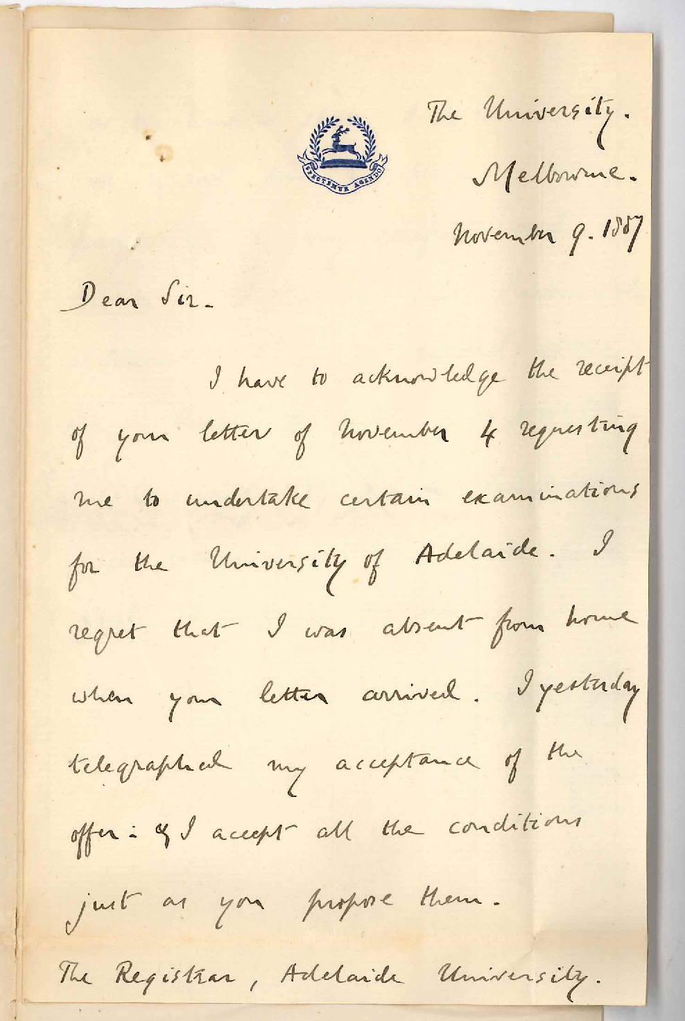 Professor Edward E Morris - University of Melbourne - Forwards Examination Papers