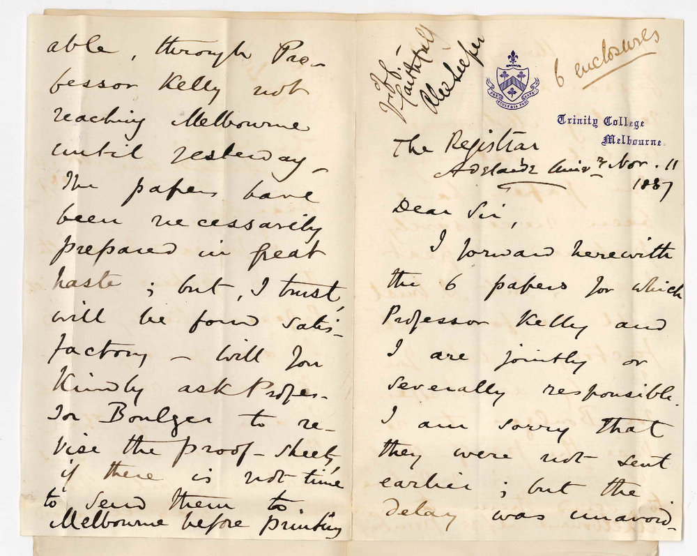 Dr Alexander Leeper - Trinity College Melbourne - Examination Papers