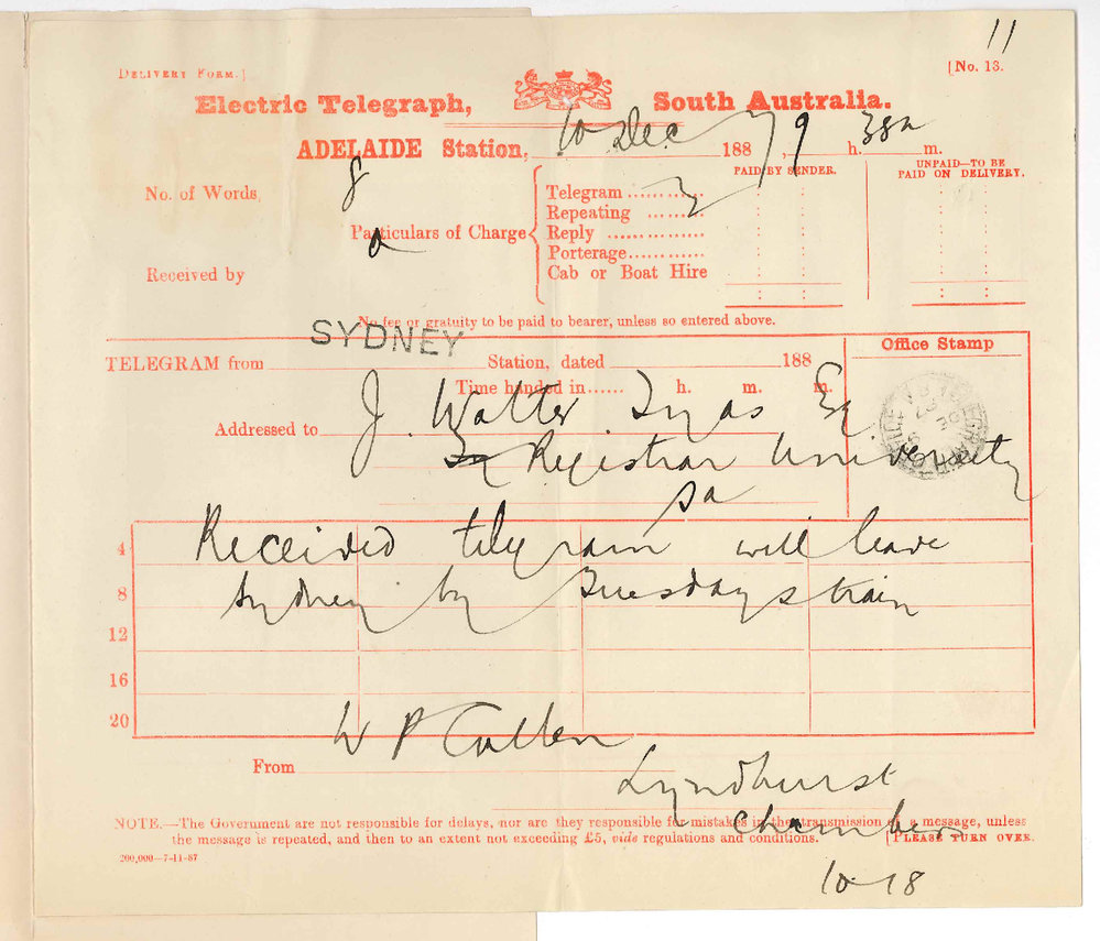 Dr William Portus Cullen - Lyndhurst Chambers Sydney - Agrees to Grant Council an Interview