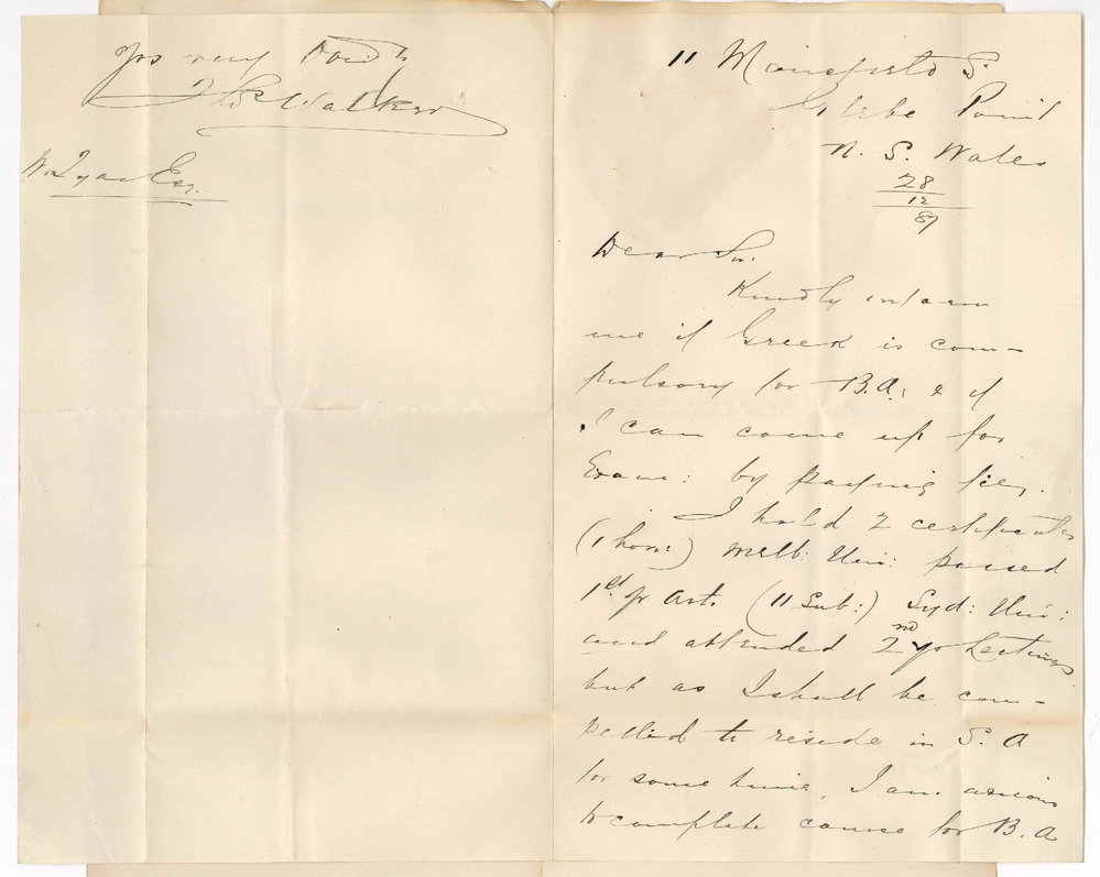 Thomas Walker - NSW - Concerning the BA Course