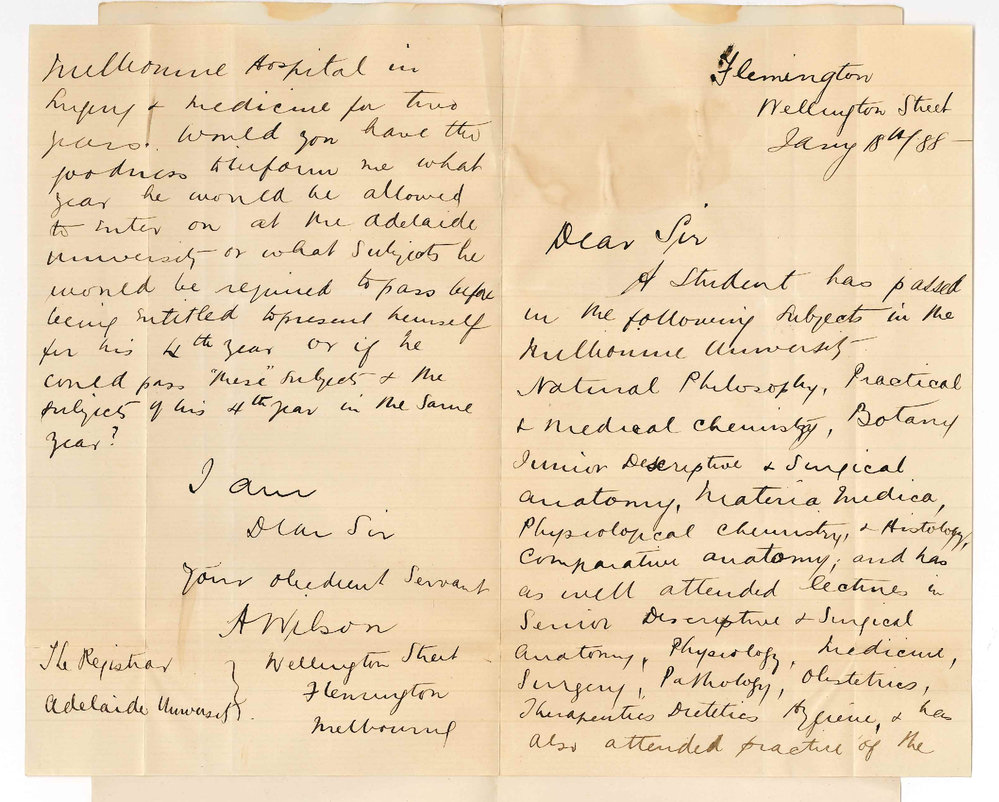 A Wilson - Flemington Victoria- Concerning Admission Ad Eundem Statum to the Medical Course