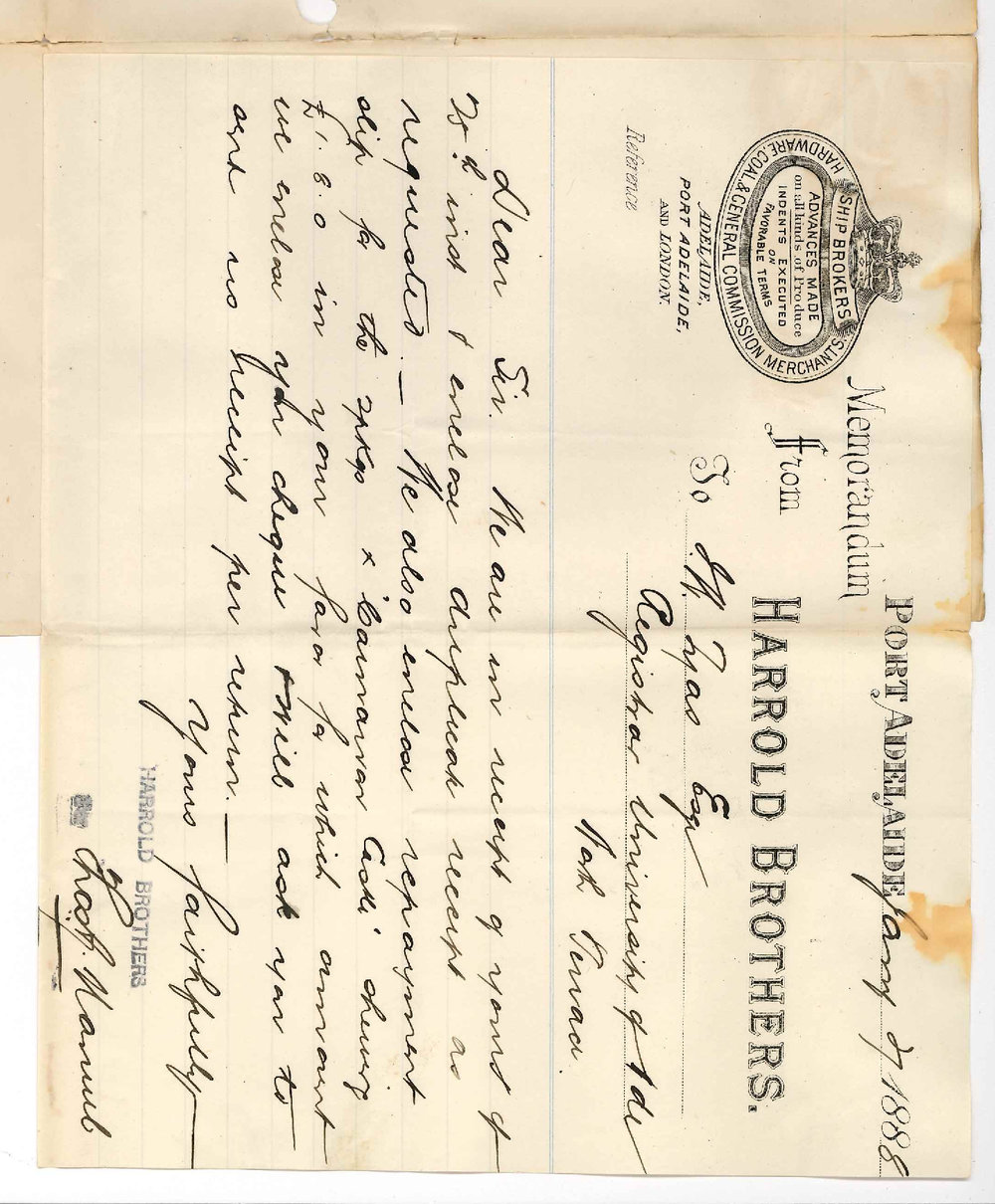 Messrs Harrold Brothers - Port Adelaide - Rebate of Duty Paid on Goods per Carnarvon Castle