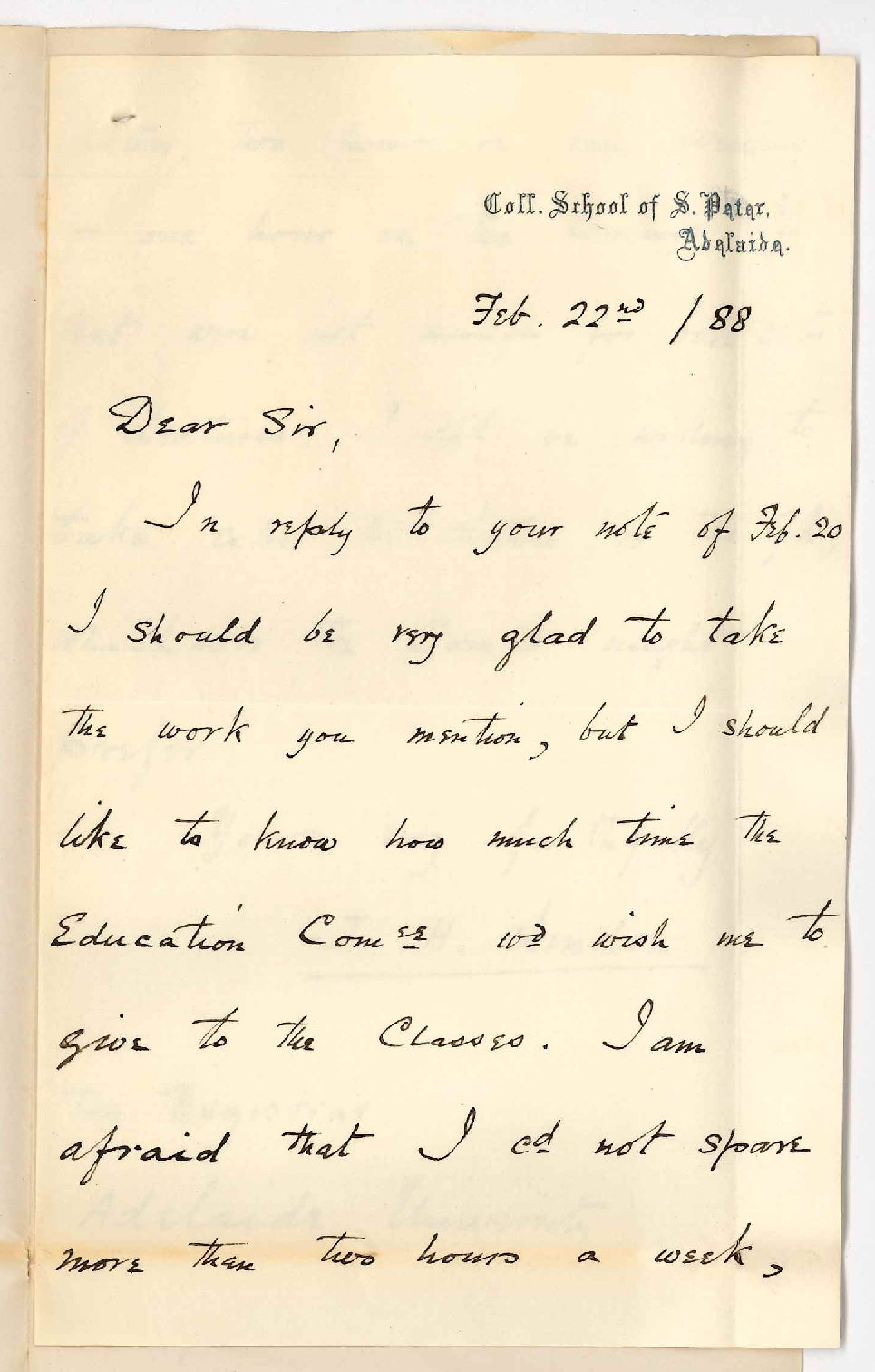 James Henry Linden - College School of St Peter - Concerning Position as Lecturer on Latin and Greek