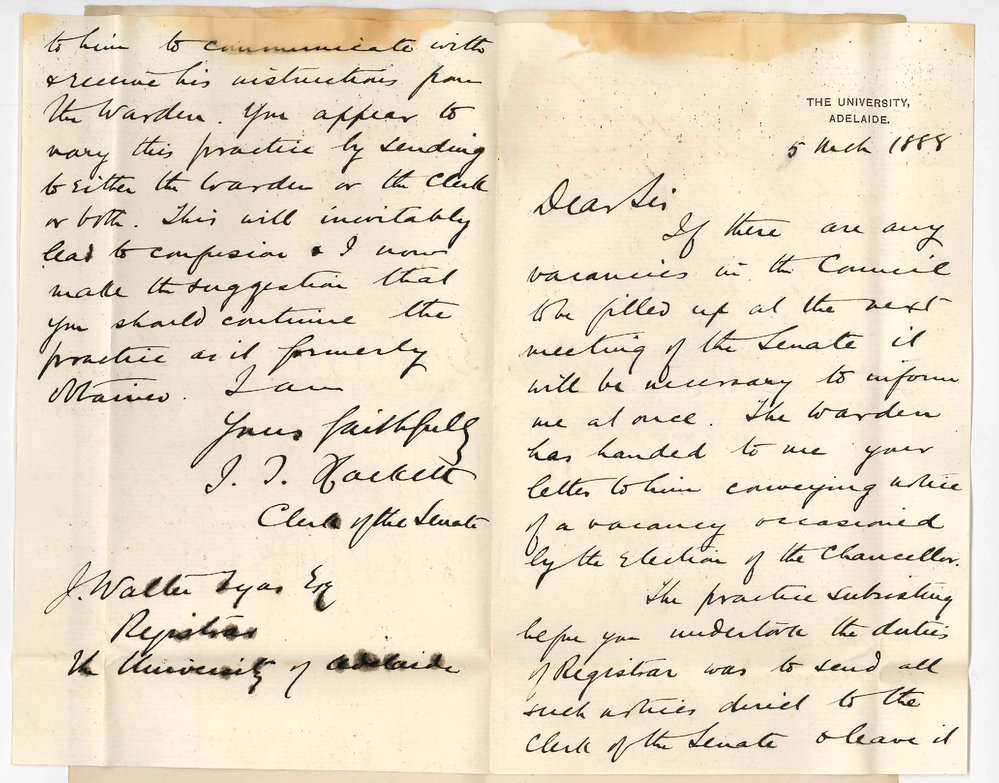 James Thompson Hackett - Clerk of the Senate - Vacancies on the Council