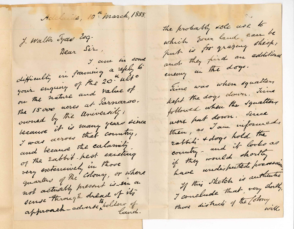 Sir Samuel Davenport - Adelaide - Report Concerning University Land at Parnaroo