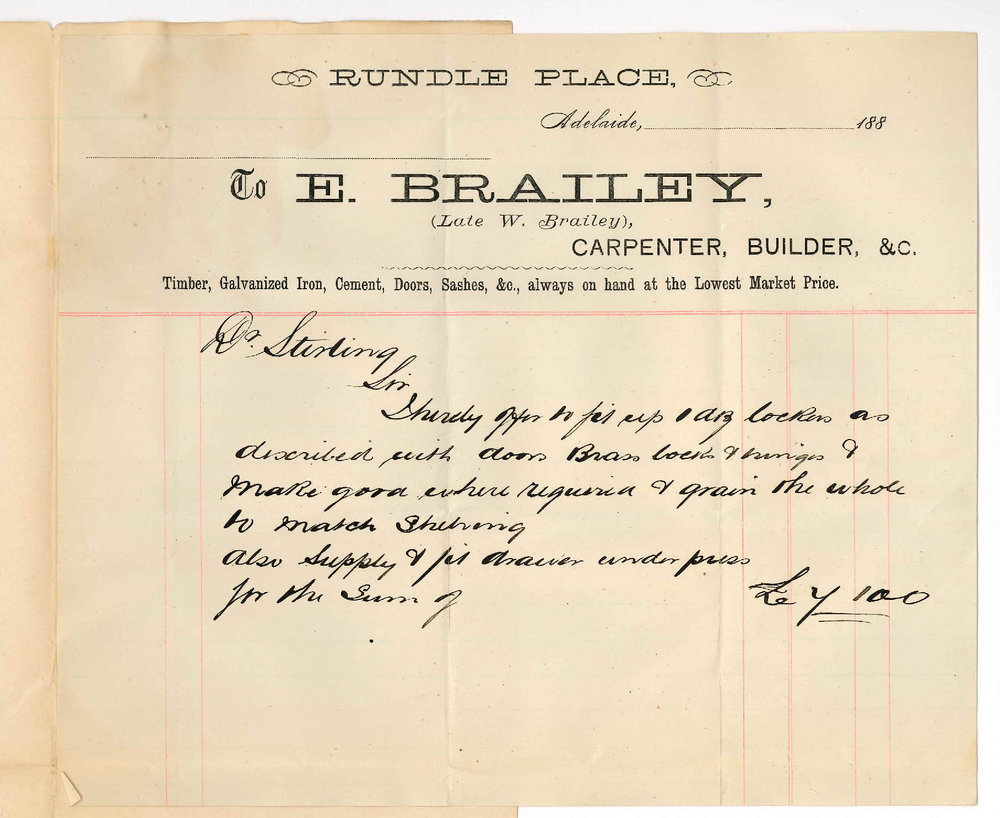E Brailey - Rundle Place Adelaide - Tender for Locker and Dissecting Tables