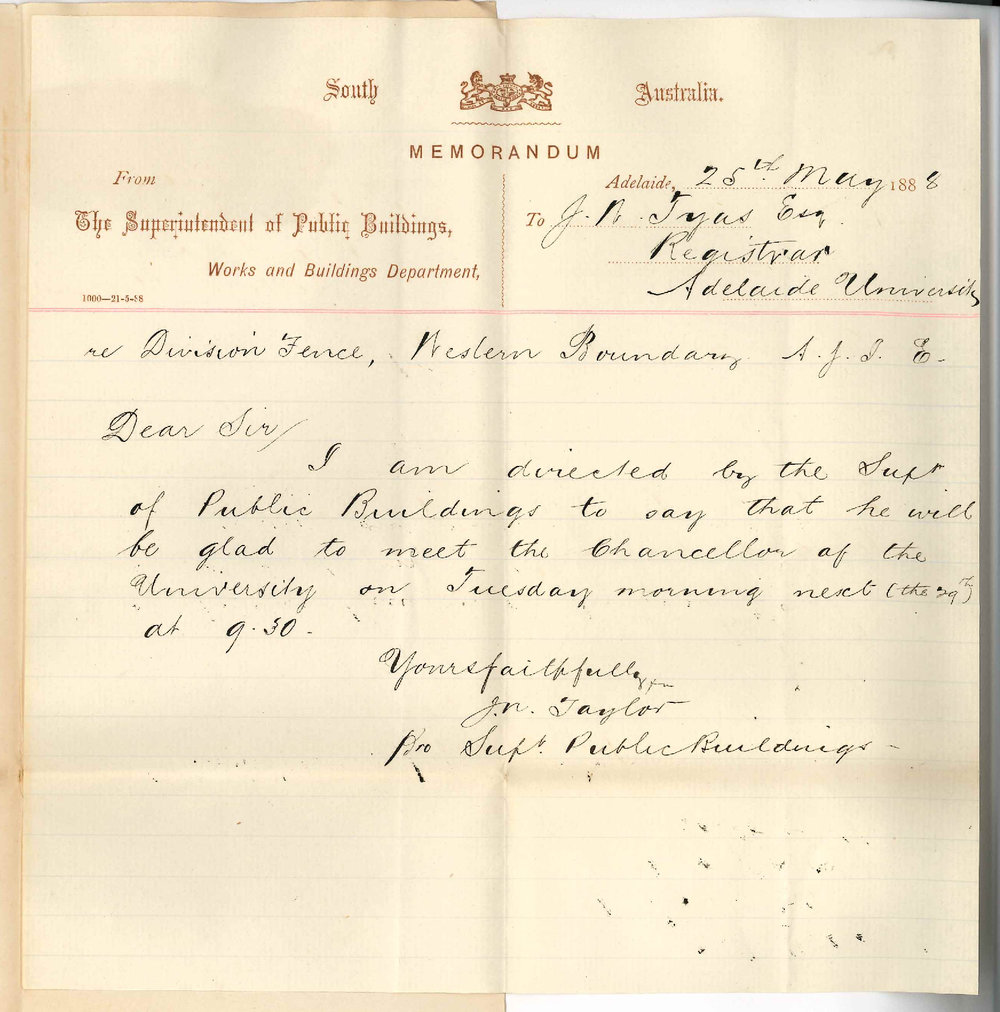 Superintendent Public Buildings - C E Owen Smyth - Will Meet Chancellor Regarding Fence