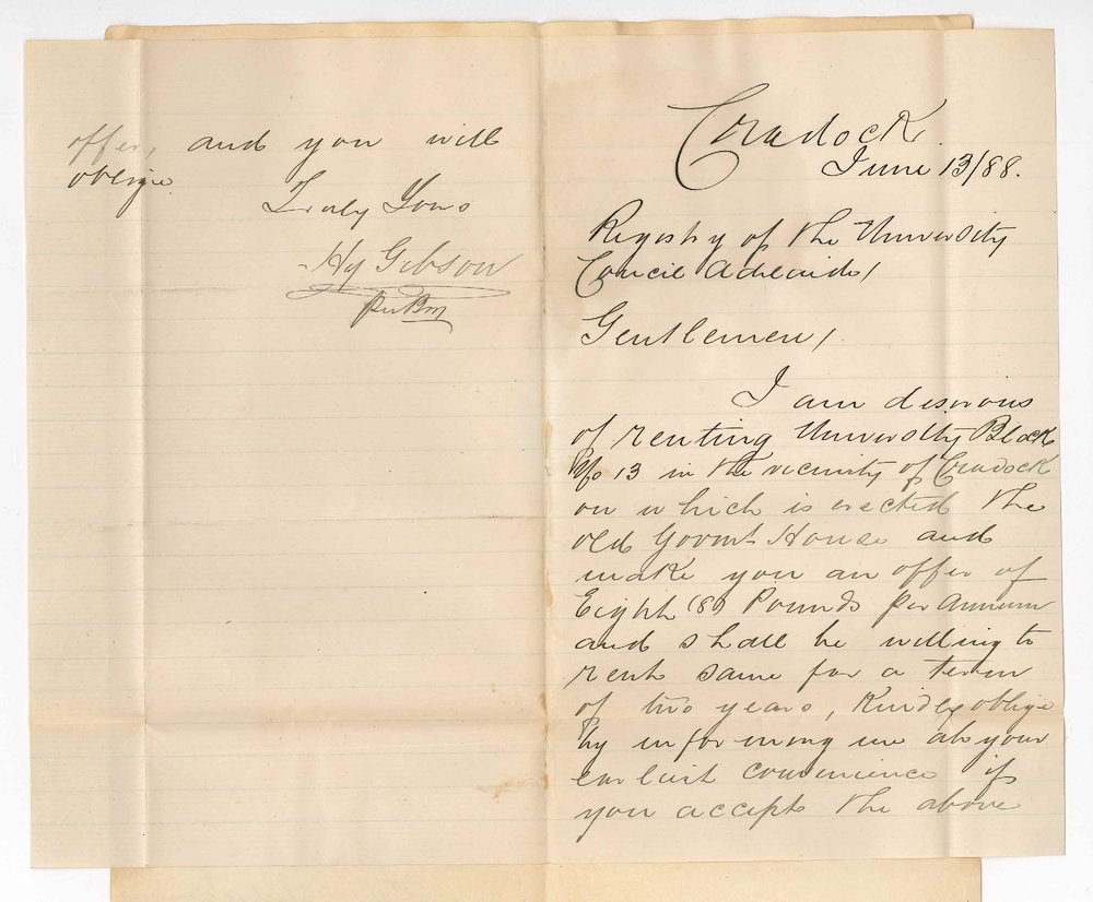 Henry Gibson - Cradock- Offering to Rent Block 13 at Wirreanda