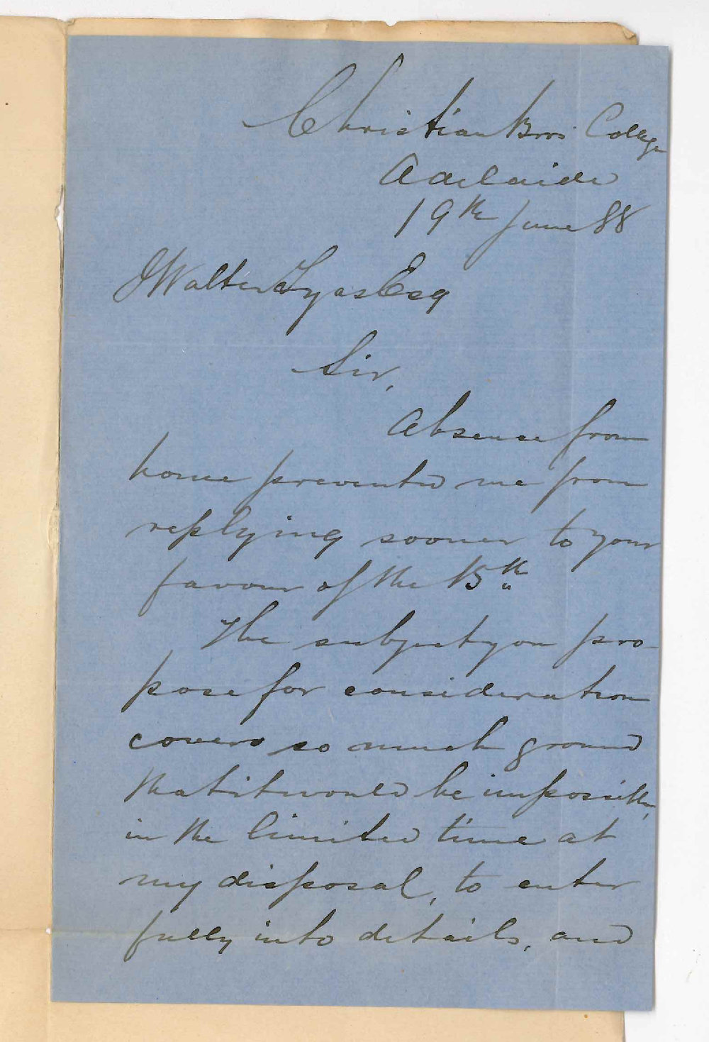 Reverend Francis O'Brien - Christian Brothers College - Junior and Senior Public Examination Regulations