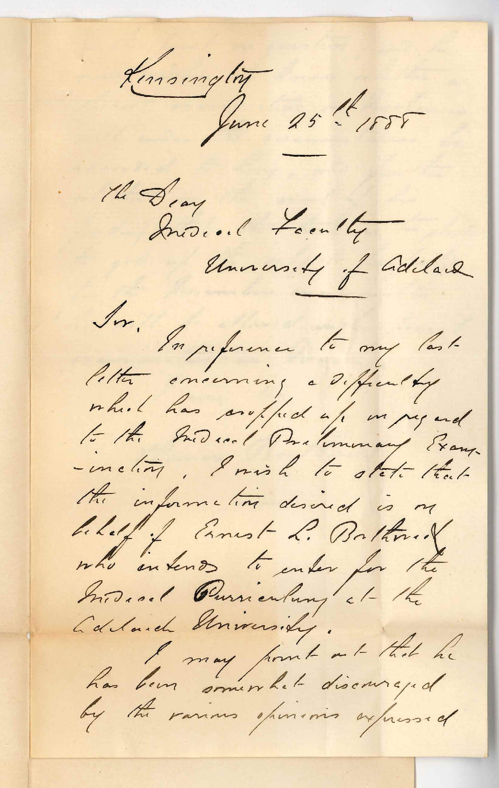 Dr Thomas Borthwick - Kensington - MB Preliminary Examination and case of E L Borthwick