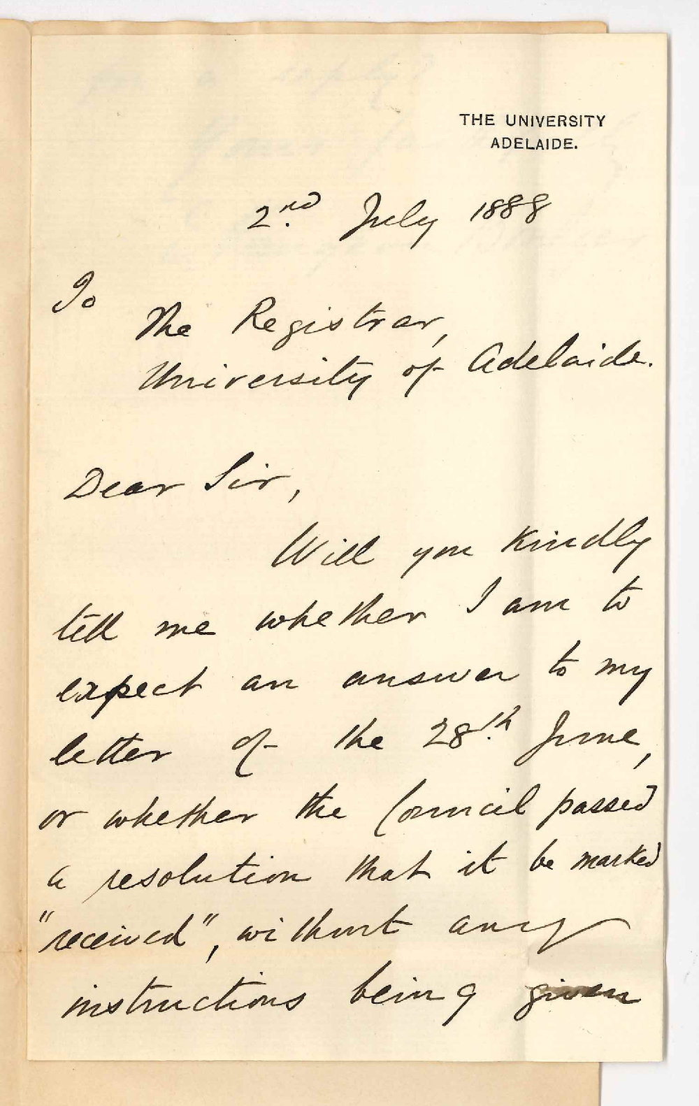 Professor Edward Vaughan Boulger - The University - Hughes English Professorship Answer to Former Letter