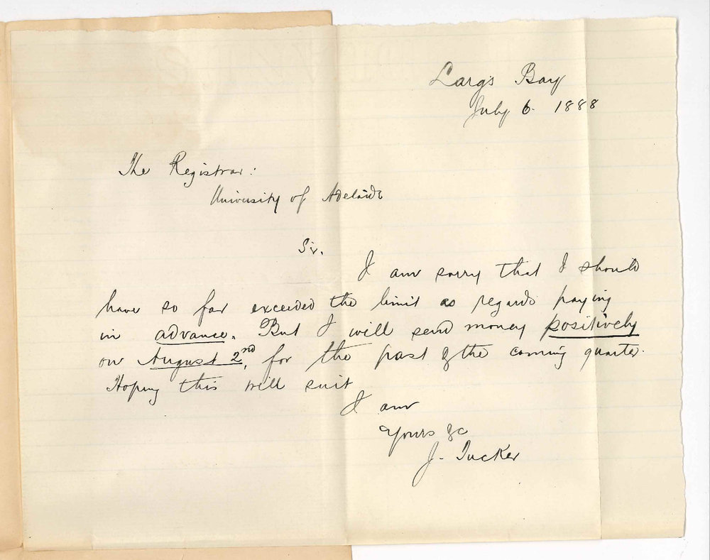 J Tucker - Largs Bay - Fee for First Term Music of Bachelor Course