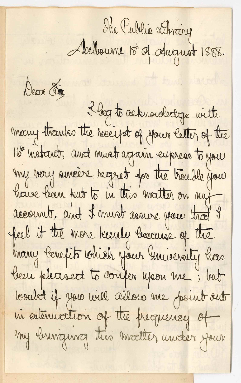 Albert E Jones - The Public Library - Melbourne - Concerning Conferring of LLB degree