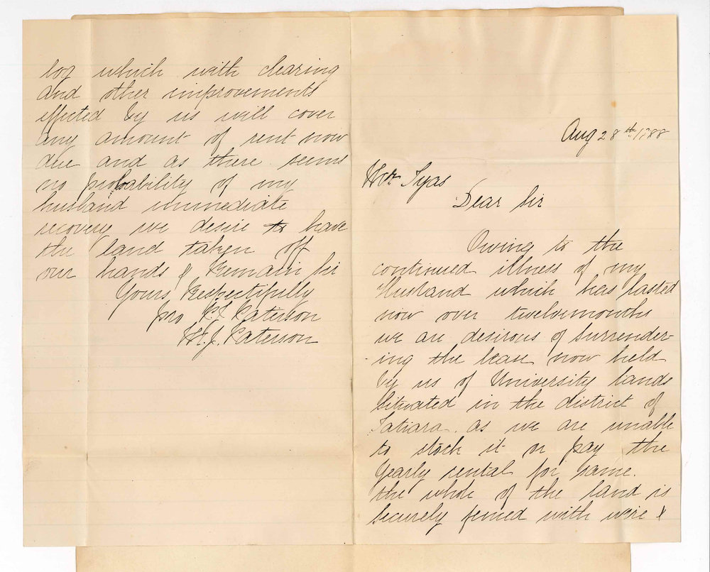 Mr P J Paterson - Tatiara - Surrender of Lease University Land at Tatiara