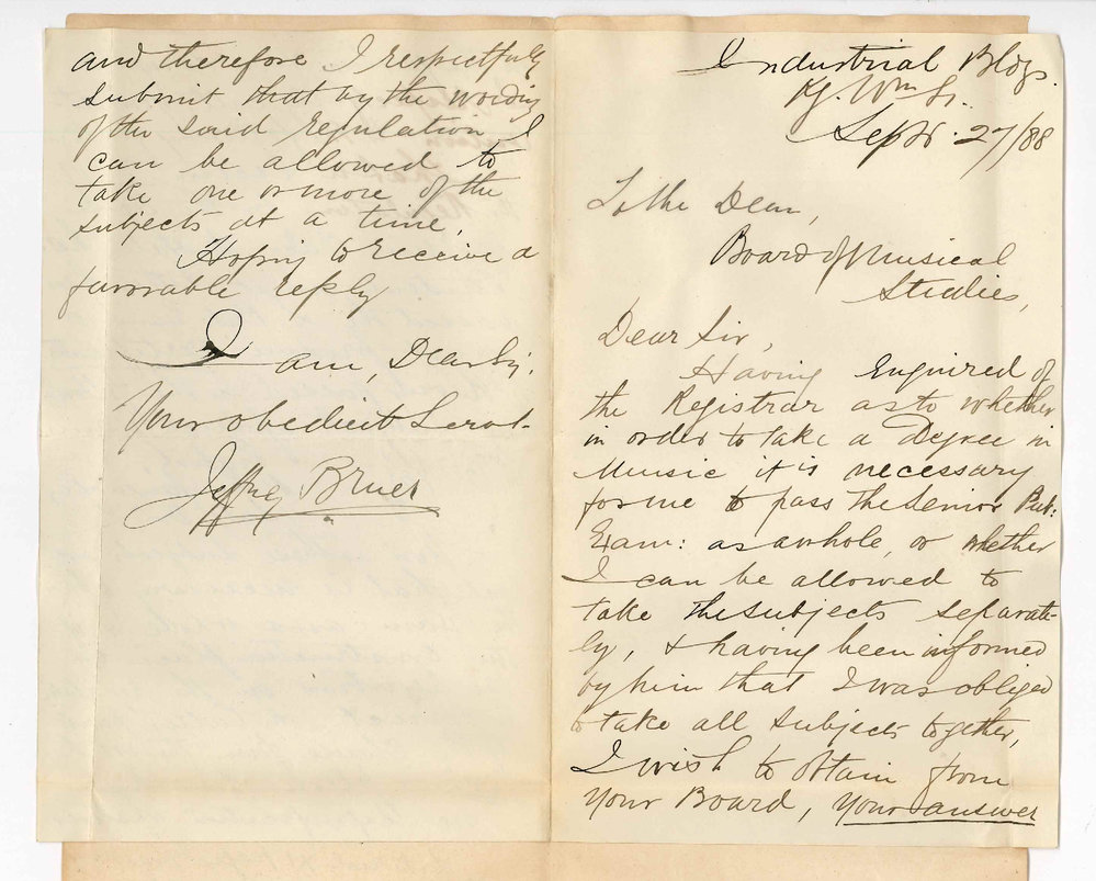 Jeffrey Bruer - King William Street Adelaide - Separate Certificates in Senior Public Examination and Music of Bachelor Course