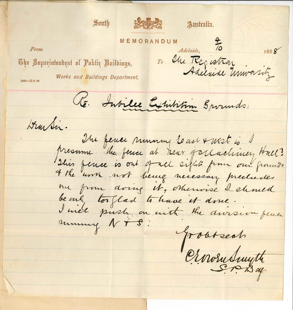 Charles Edward Owen Smyth - Superintendent of Public Buildings - Adelaide - Painting Fence Between Exhibition and the University