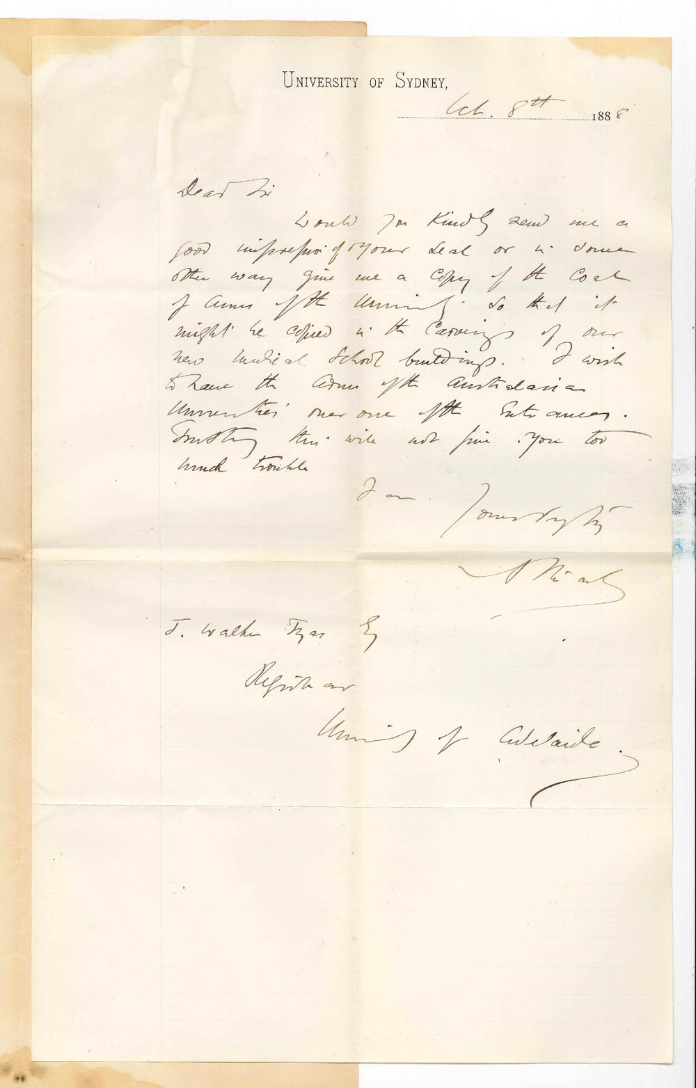 Professor Anderson Stuart - University of Sydney - Asking for a Impression of the University Seal