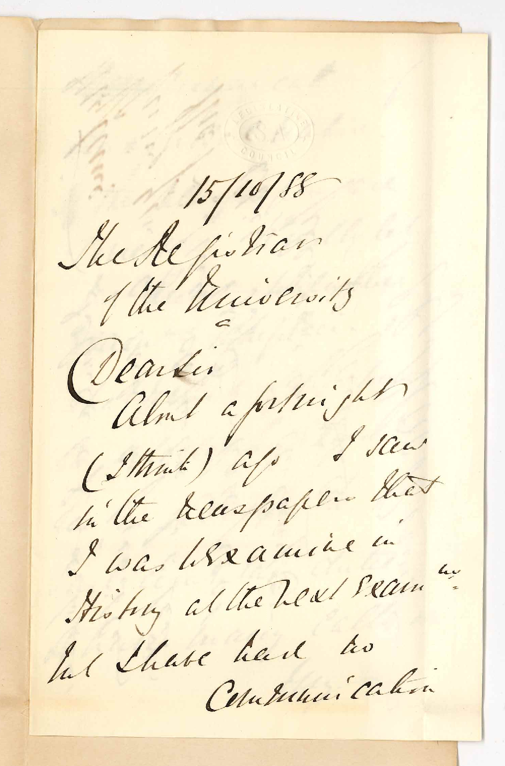 Edwin Gordon Blackmore - Parliament House - Examiner in English for Junior and Senior Examination