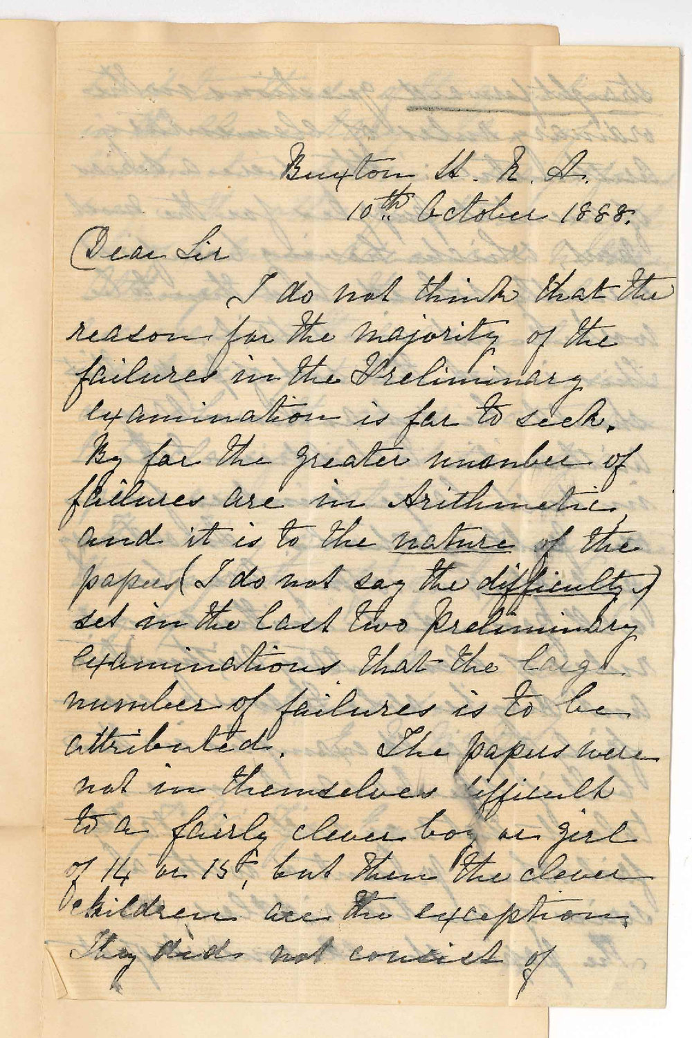 Miss Elizabeth Renouard McMinn - North Adelaide - Failure of Candidates at Preliminary Examination