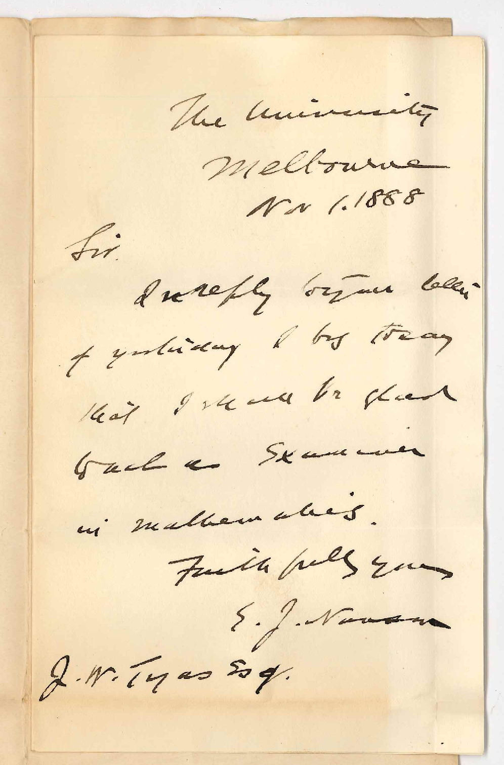 Professor Edward John Nanson - University of Melbourne - Will Examine in Mathematics